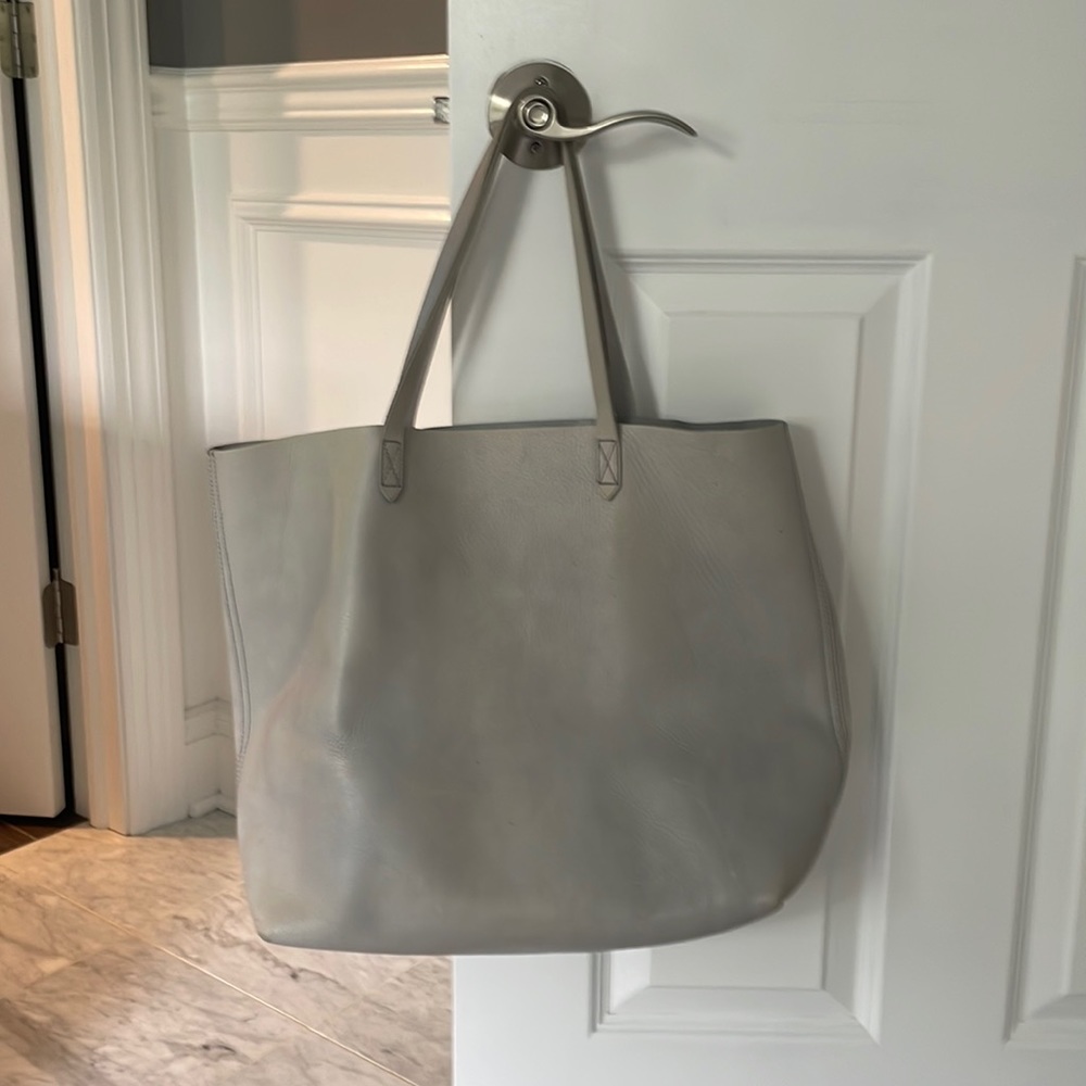 Madewell Transport Tote All Leather Light Blue Color.   Some marks and stains